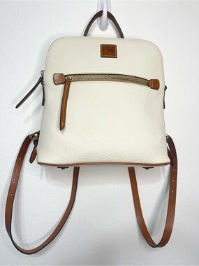 Dooney & Bourke Pebble Grain Backpack Cream with Brown EUC